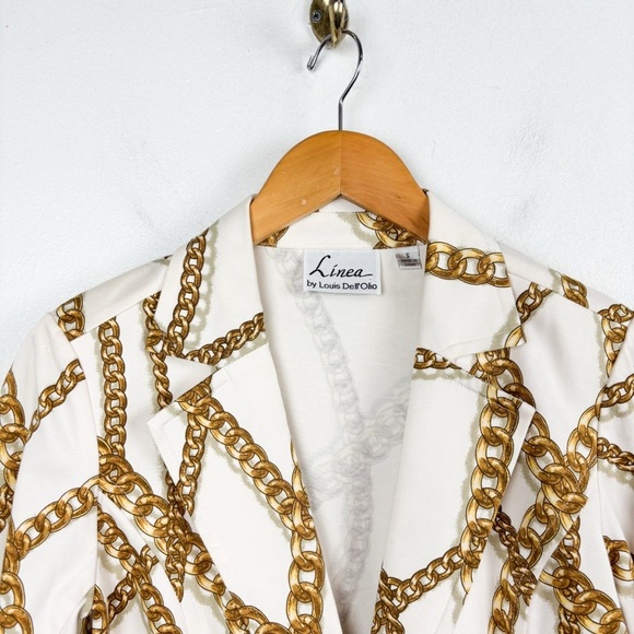 Vintage Linea by Louis Dell’Olio Chain Print Blazer Sz S - Picture 3 of 11